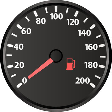 speedometer with the low fuel indicator