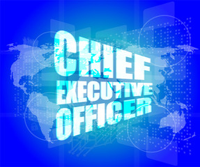 chief executive officer words on digital screen background
