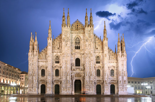 Milan cathedral dome at storm - Italy