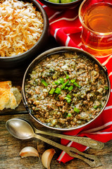 minced lamb, cooked with spinach