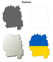 Zhytomyr blank outline map set