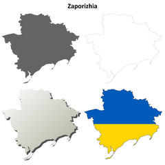 Zaporizhia blank outline map set