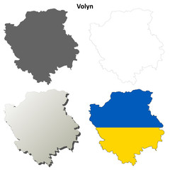 Volyn blank outline map set