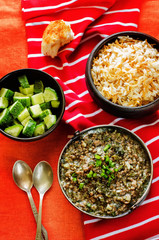 minced lamb, cooked with spinach