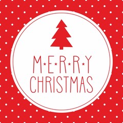 Vector Christmas card with hand drawn wishes, tree and dots