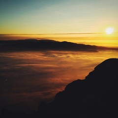 sunrise sunset sky cloud mountain peaks