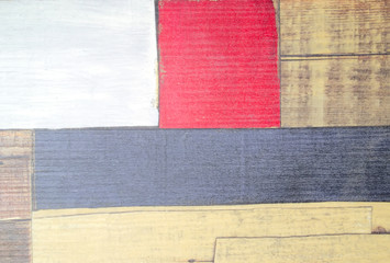 painted faux parquet as colored planks
