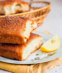 lemon cinnamon rolls on a wooden background