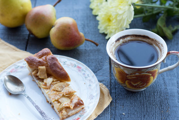 apple pie with a cup of coffee, breakfast