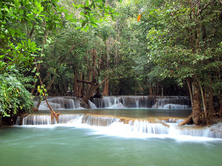 Beautiful Waterfall in Srinakarin Dam National Park , Thailand