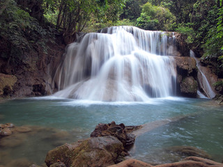 Fototapeta na wymiar Beautiful Waterfall in Srinakarin Dam National Park , Thailand