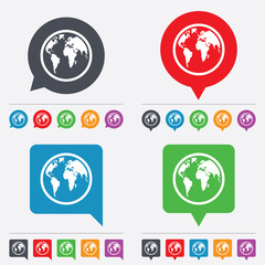 Globe sign icon. World map geography symbol.