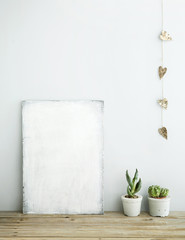 Scandinavian style home decoration. poster with succulents