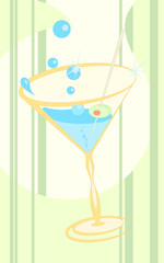 Martini with olive. Vector illustration.