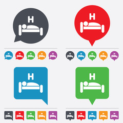 Hotel sign icon. Rest place. Sleeper symbol.