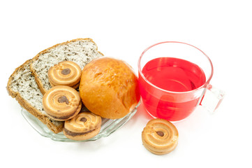 red soda water with bread