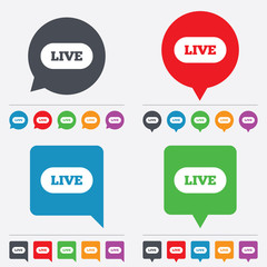 Live sign icon. On air stream symbol.