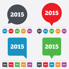 Happy new year 2015 sign icon. Calendar date.