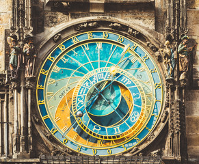 Fototapeta na wymiar Astronomical Clock In Prague, Czech Republic. Close Up Photo