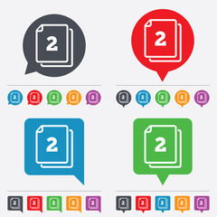 Obraz premium In pack 2 sheets sign icon. 2 papers symbol.