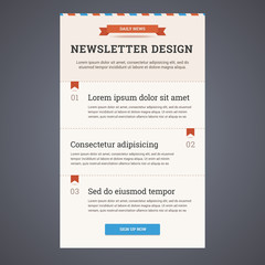 Newsletter template design with sign up button.