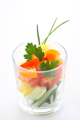 Fresh salad in glass
