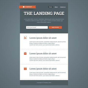 Landing page in flat style.