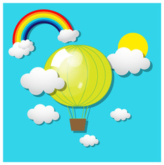 Air Balloons with Rainbow and Clouds