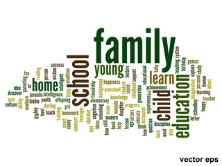 Vector conceptual family education word cloud