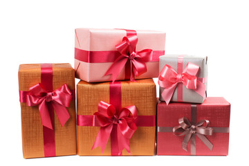 Boxes with gifts isolated on white background