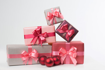 Boxes with gifts isolated on white background