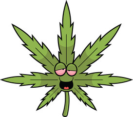 Cartoon Marijuana Leaf Happy