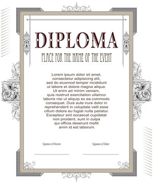 Template for the design of diploma, advertisements, envelope, in