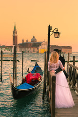 Naklejka premium Just married in Venice, Italy.