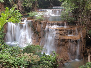 Beautiful Waterfall in Srinakarin Dam National Park , Thailand