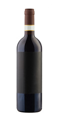 Red wine bottle isolated with blank label.