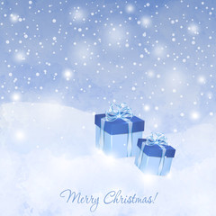 Naklejka na ściany i meble Christmas background with gift boxes