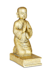Gold buddha statue isolated over white with clipping path
