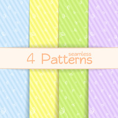 Vector illustration  Set of seamless patterns with pastel colors - 72889678