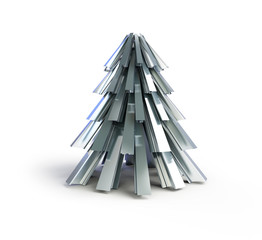 Christmas tree .fir tree metal on a white background