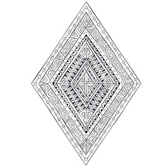 Original drawing ethnic tribal doddle rhombus 4.