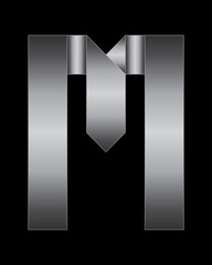 rectangular bent metal font, letter M