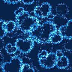 Blue hearts in seamless background