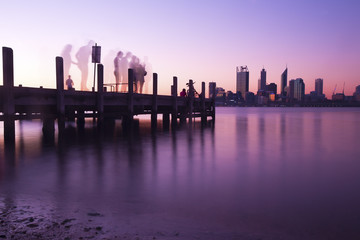 Fototapeta premium Perth city skyline and pier at night