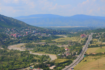 aerial view of Mtskheta, city with many attractions in 20