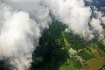 Clouds and green landscape