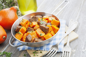 Baked pumpkin with meat