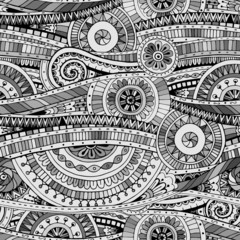 Tribal doddle ethnic seamless pattern.