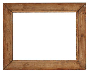 old wooden frame on white background - obrazy, fototapety, plakaty