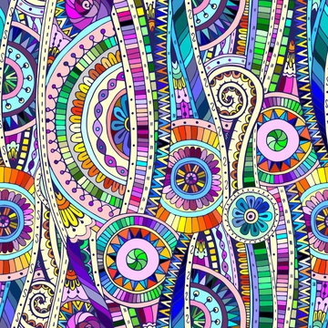 Mosaic tribal doddle ethnic seamless pattern.
